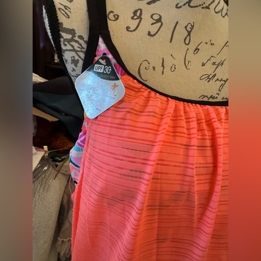 Zero exposure size 0X Orange Striped Quick Dry Tank Top swim or workout nwt